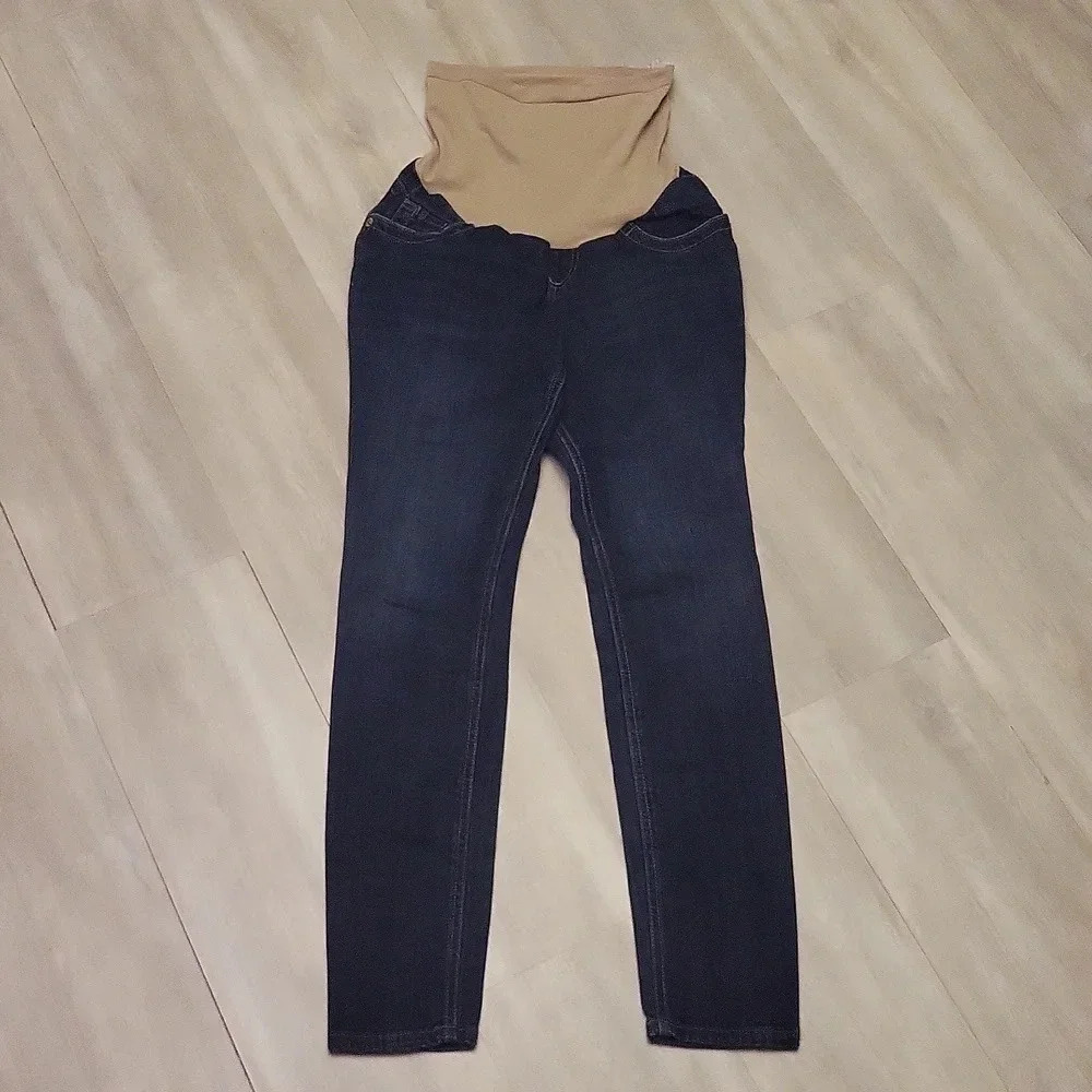 Indigo Blue Maternity Jeans Dark Wash 5 Pocket Support Belly‎ Womens Size XS